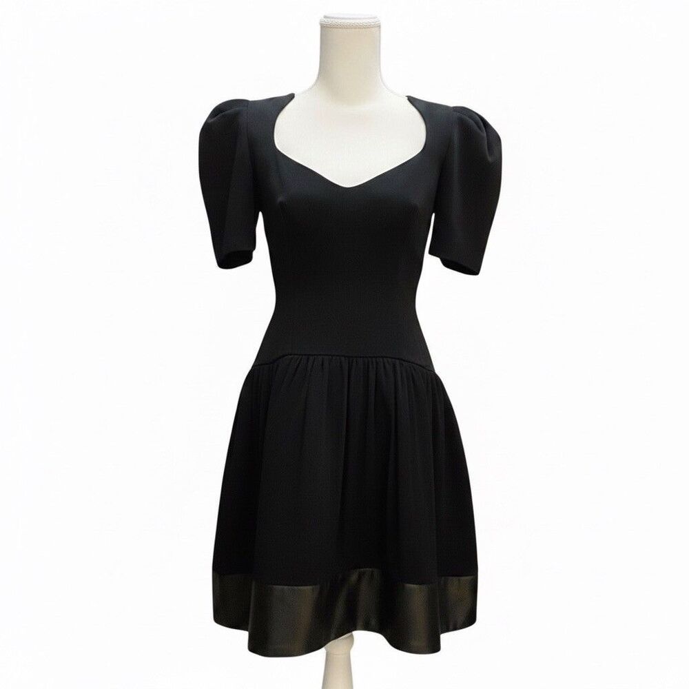 VTG 80s Morton Myles Sz 8 Womens Black  Whimsigoth Formal Prom Dress Drop Waist